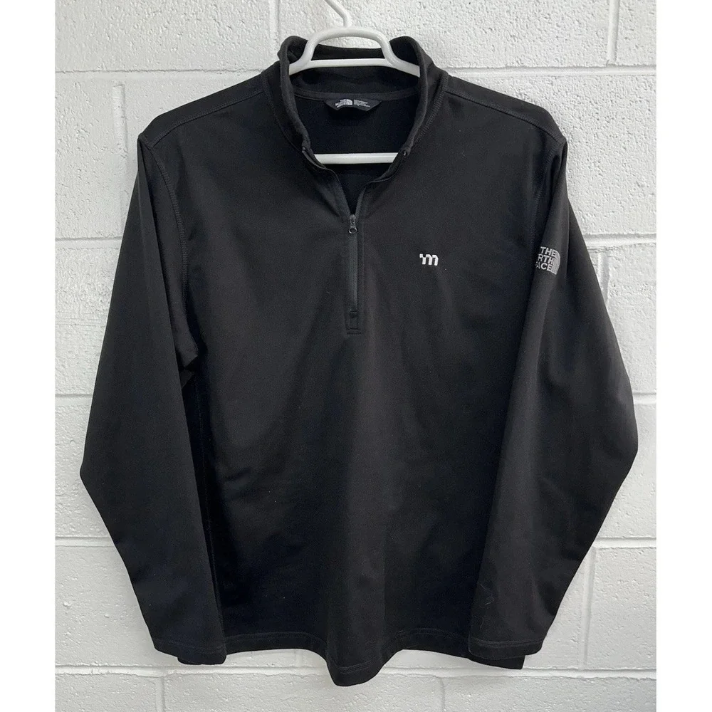 The North Face 1/4 Zip Pullover Jacket Black Logo / Mens XL